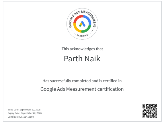 google ads measurement certificate