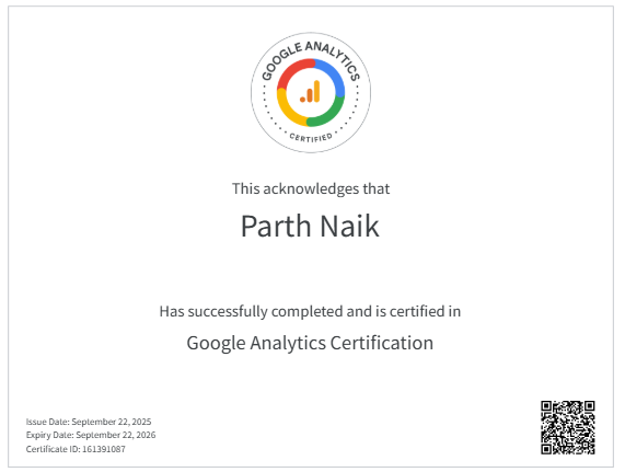 google analytics certificate